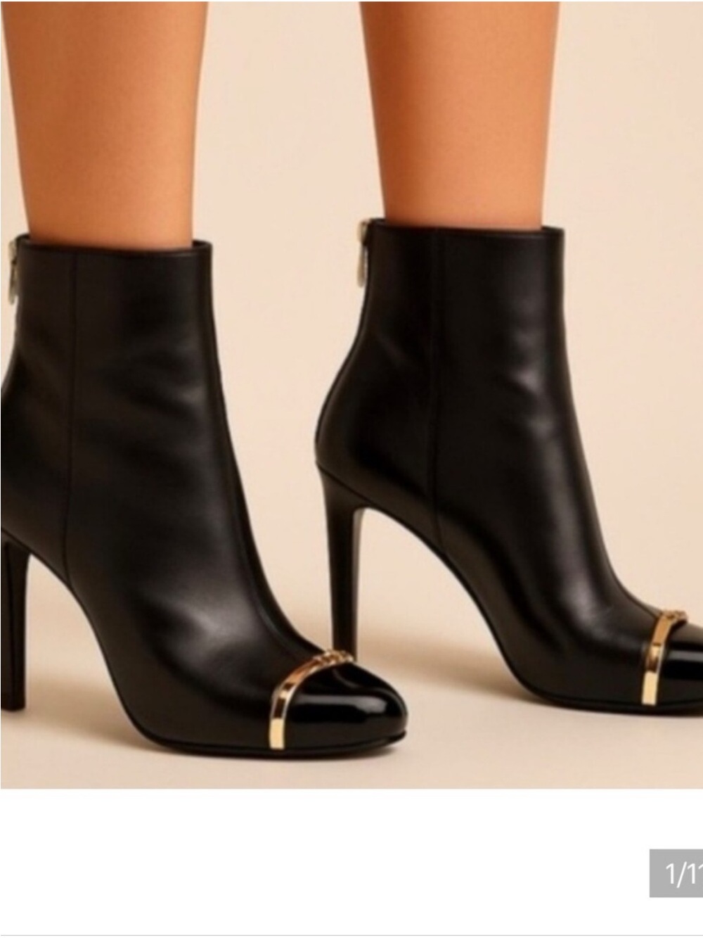 Tory Burch Black and Gold Pacey Ankle Boots